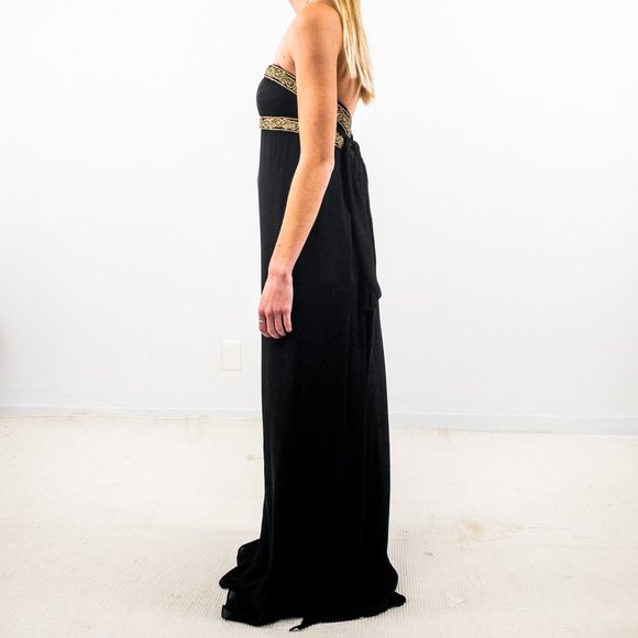 Marchesa 2 Silk Goddess Formal Maxi Gown Black - Picture 6 of 13